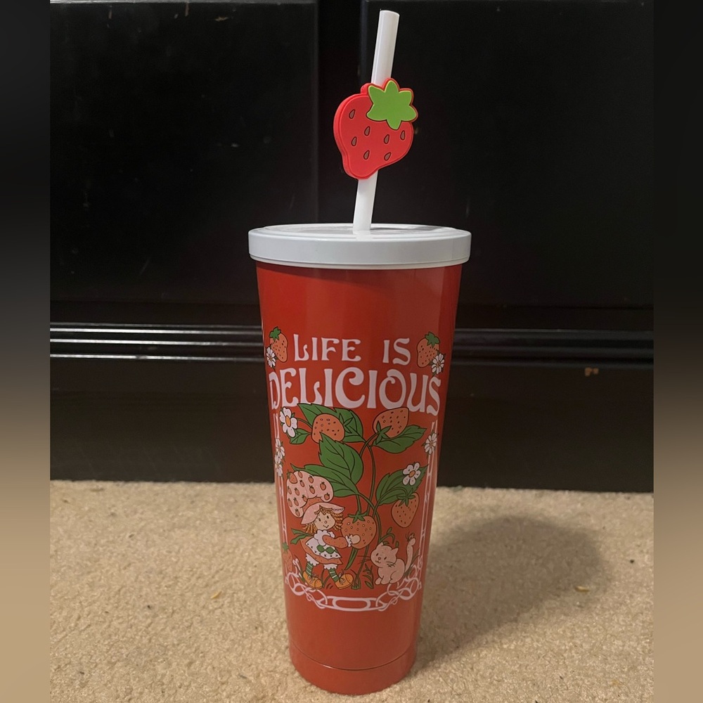 Strawberry Shortcake Delight Tumbler with Straw